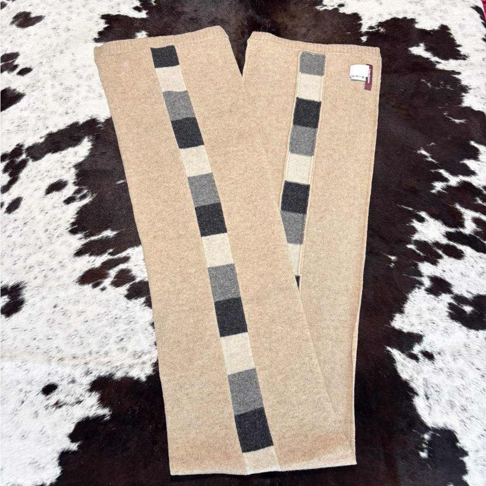 Tan and Gray Checkered Scarf